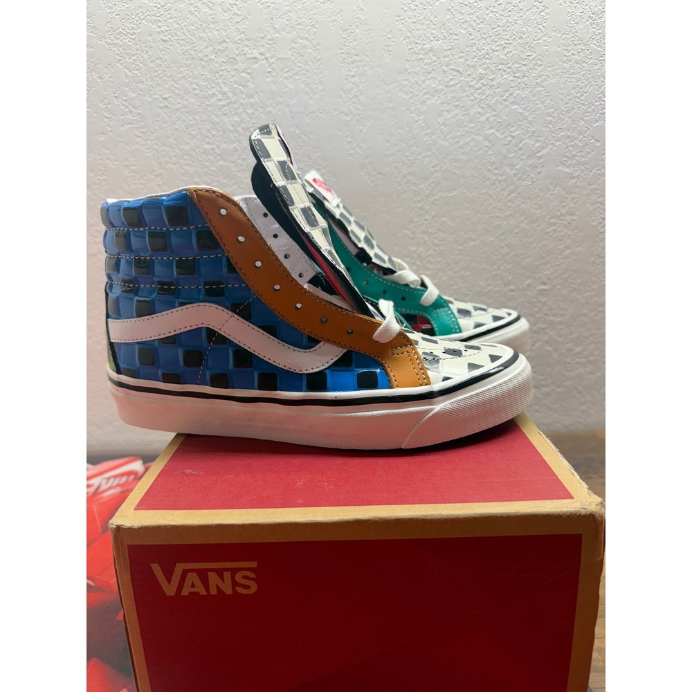 Vans Sk8-Hi Reissue Cap Multi Color Checkerboard High Top Sneakers 7.0W 5.5M - Picture 2 of 8